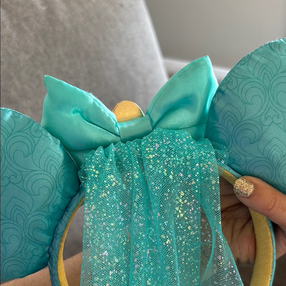 Turquoise and Gold Kids Headband Princess Jasmine Disney Ears - Picture 6 of 6